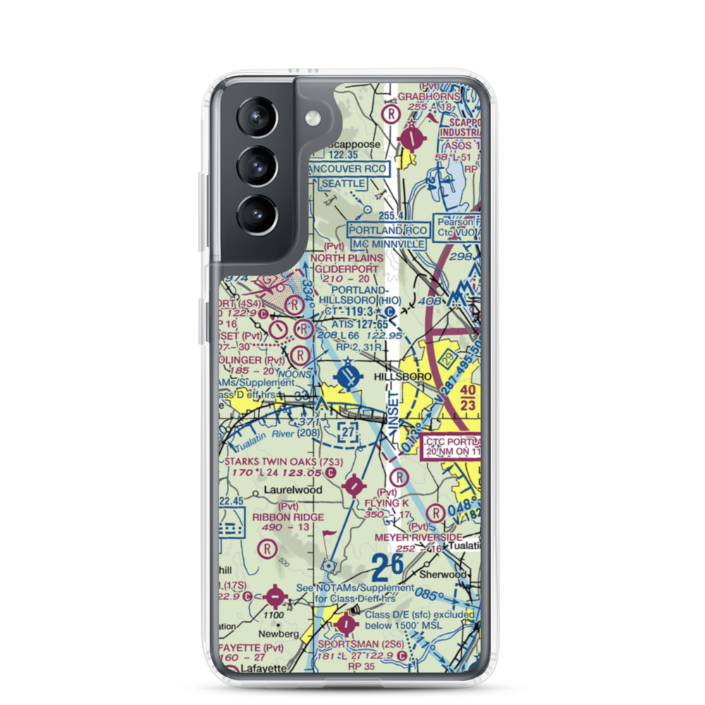 Portland Hillsboro Airport (HIO) VFR Sectional Samsung Case Samsung Galaxy S21 model shown