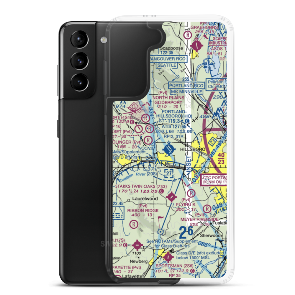 Portland Hillsboro Airport (HIO) VFR Sectional Samsung Case Samsung Galaxy S21 Plus model shown