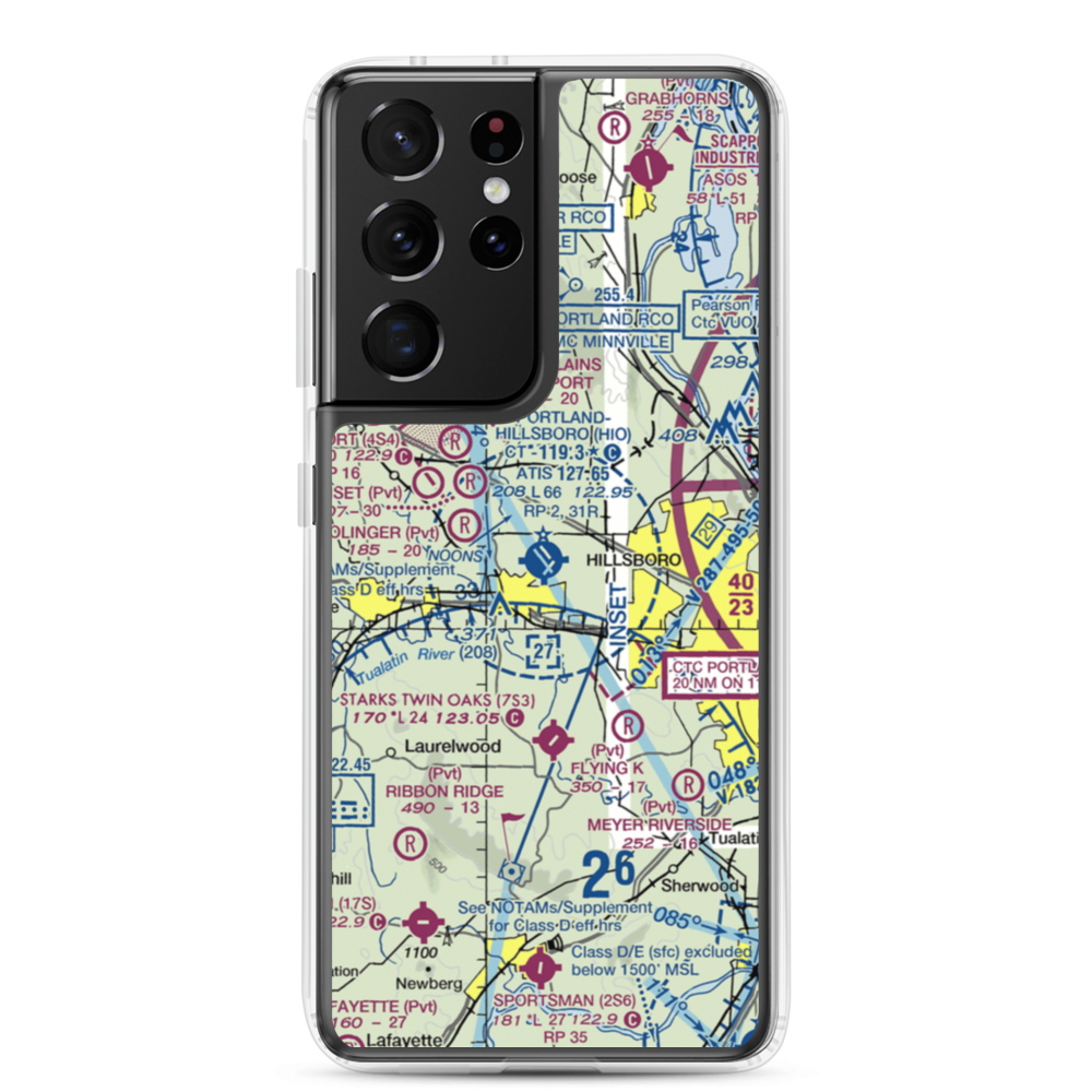 Portland Hillsboro Airport (HIO) VFR Sectional Samsung Case Samsung Galaxy S21 Ultra model shown