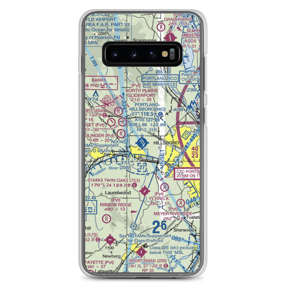 Portland Hillsboro Airport (HIO) VFR Sectional Samsung Case Samsung Galaxy S10+ model shown