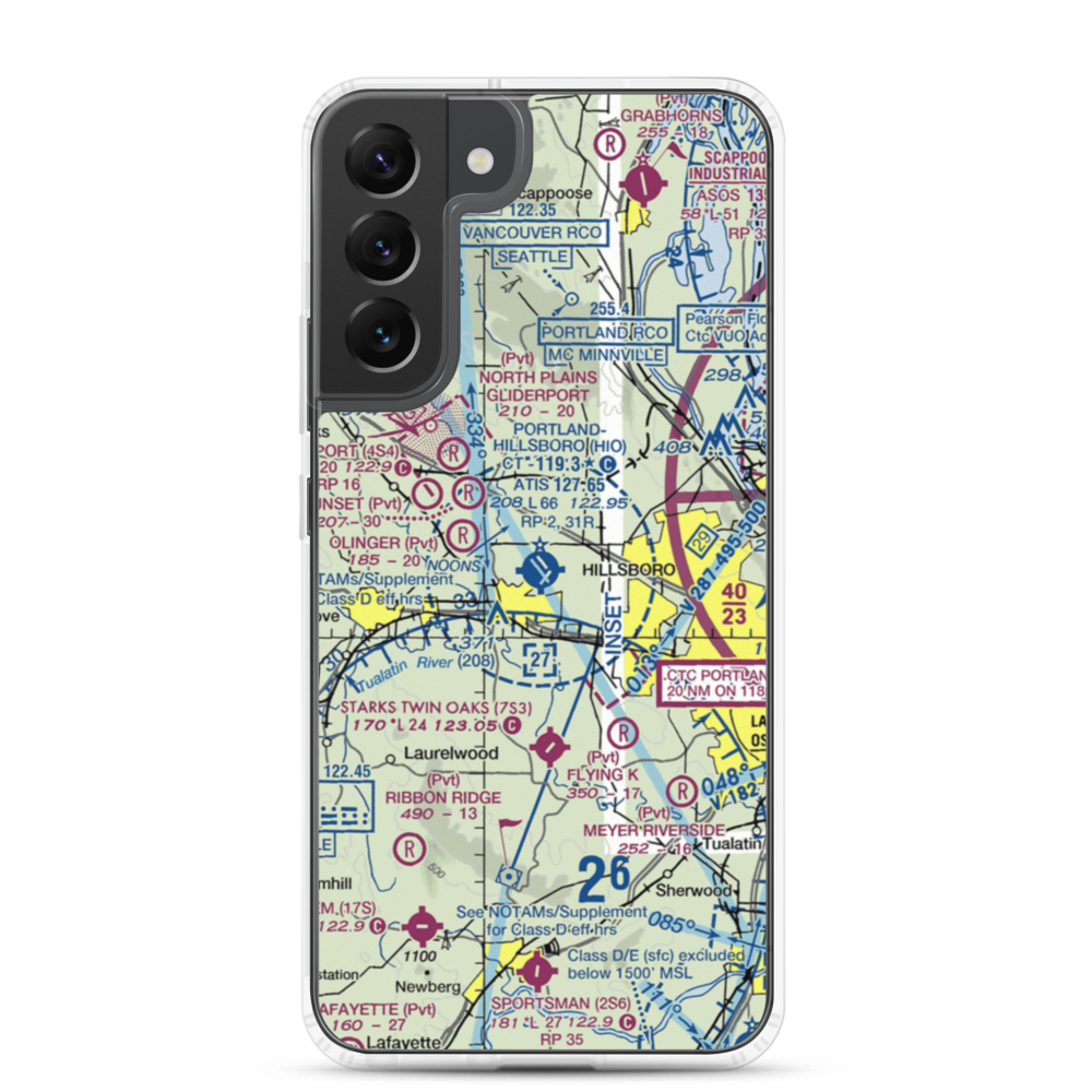 Portland Hillsboro Airport (HIO) VFR Sectional Samsung Case Samsung Galaxy S22 Plus model shown