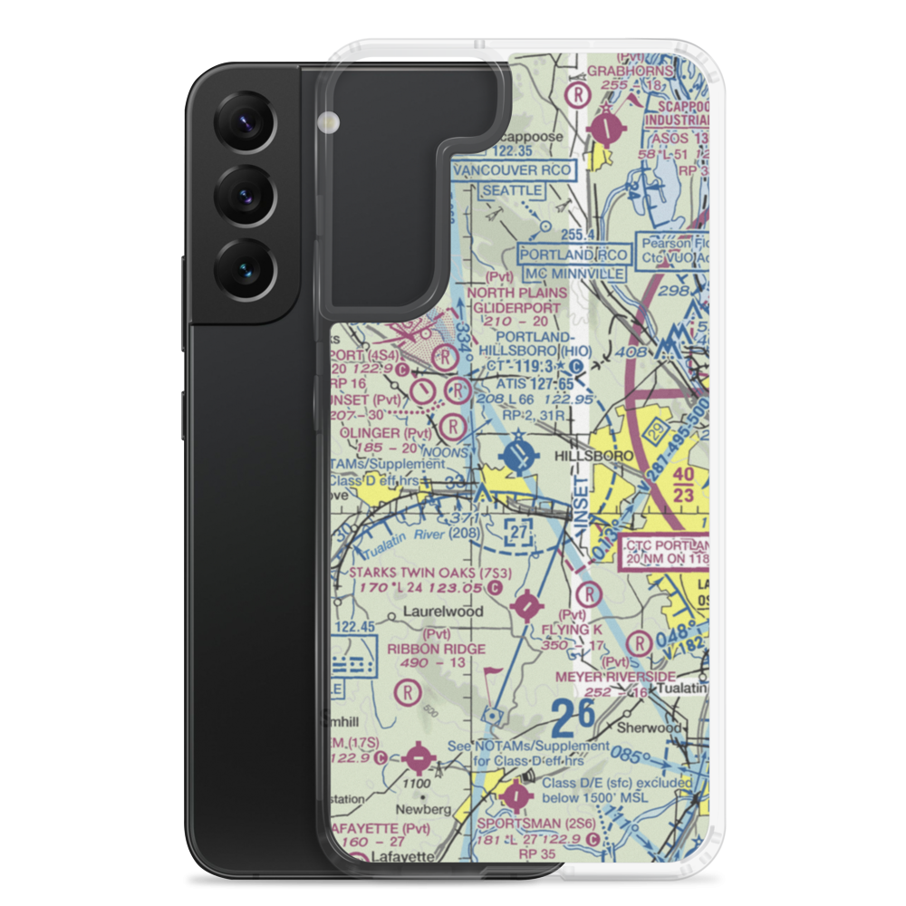 Portland Hillsboro Airport (HIO) VFR Sectional Samsung Case Samsung Galaxy S22 Plus model shown
