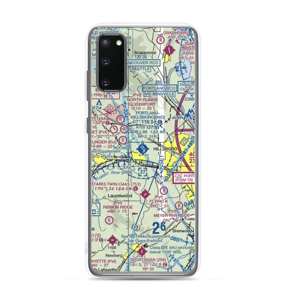 Portland Hillsboro Airport (HIO) VFR Sectional Samsung Case Samsung Galaxy S20 model shown