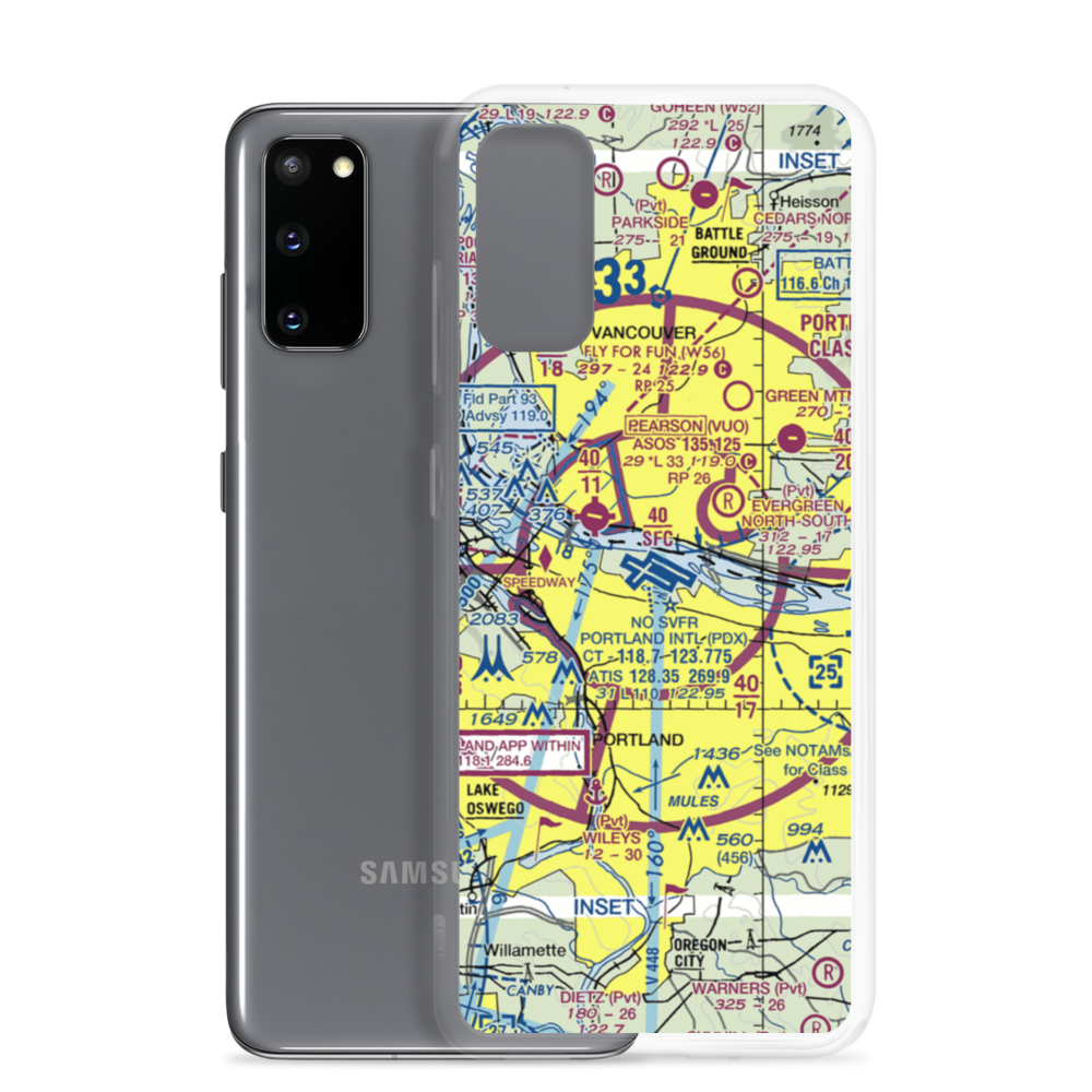 Portland International Airport (PDX) VFR Sectional Samsung Case Samsung Galaxy S20 model shown