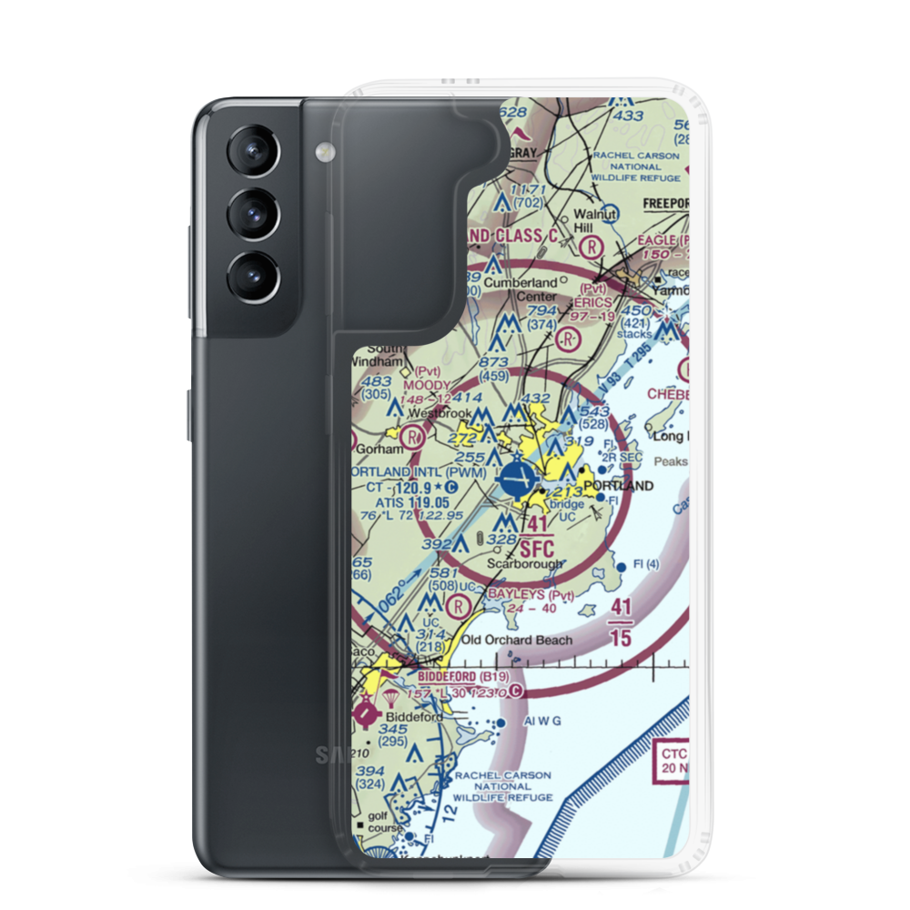 Portland International Jetport (PWM) VFR Sectional Samsung Case Samsung Galaxy S21 model shown