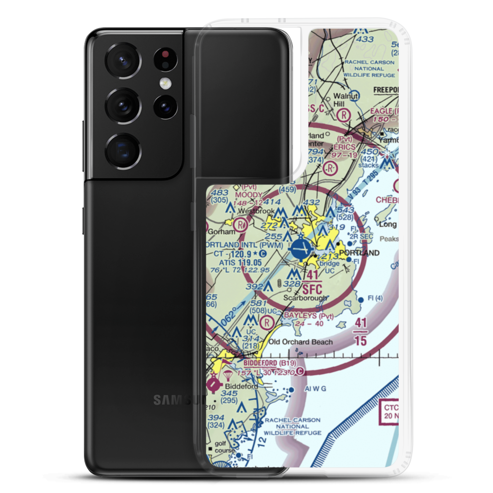 Portland International Jetport (PWM) VFR Sectional Samsung Case Samsung Galaxy S21 Ultra model shown