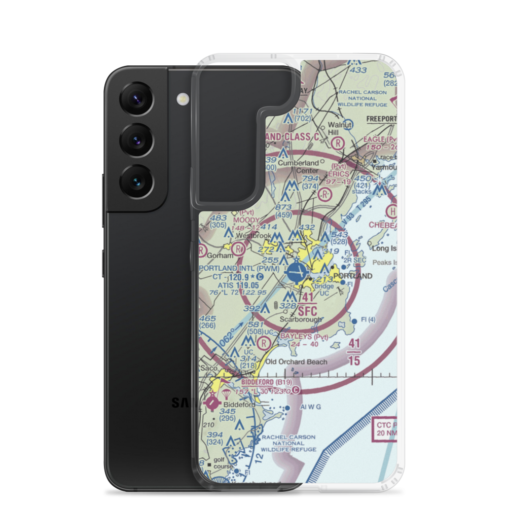 Portland International Jetport (PWM) VFR Sectional Samsung Case Samsung Galaxy S22 model shown