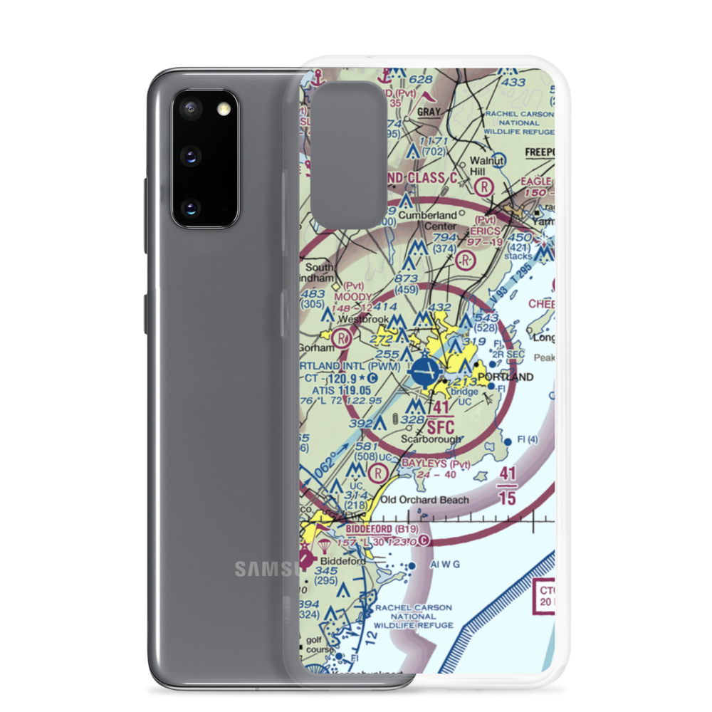 Portland International Jetport (PWM) VFR Sectional Samsung Case Samsung Galaxy S20 model shown