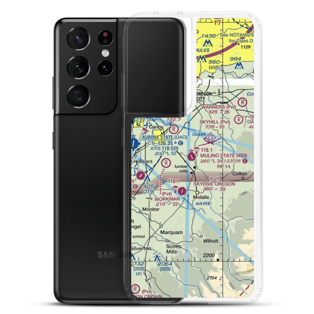 Portland Mulino Airport (4S9) VFR Sectional Samsung Case Samsung Galaxy S21 Ultra model shown