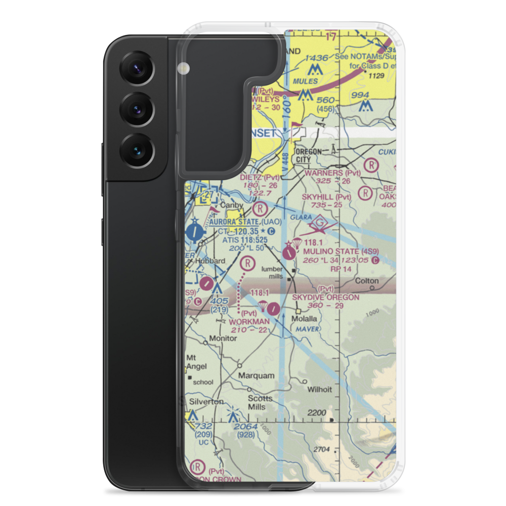 Portland Mulino Airport (4S9) VFR Sectional Samsung Case Samsung Galaxy S22 Plus model shown