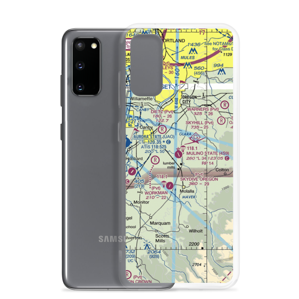 Portland Mulino Airport (4S9) VFR Sectional Samsung Case Samsung Galaxy S20 model shown