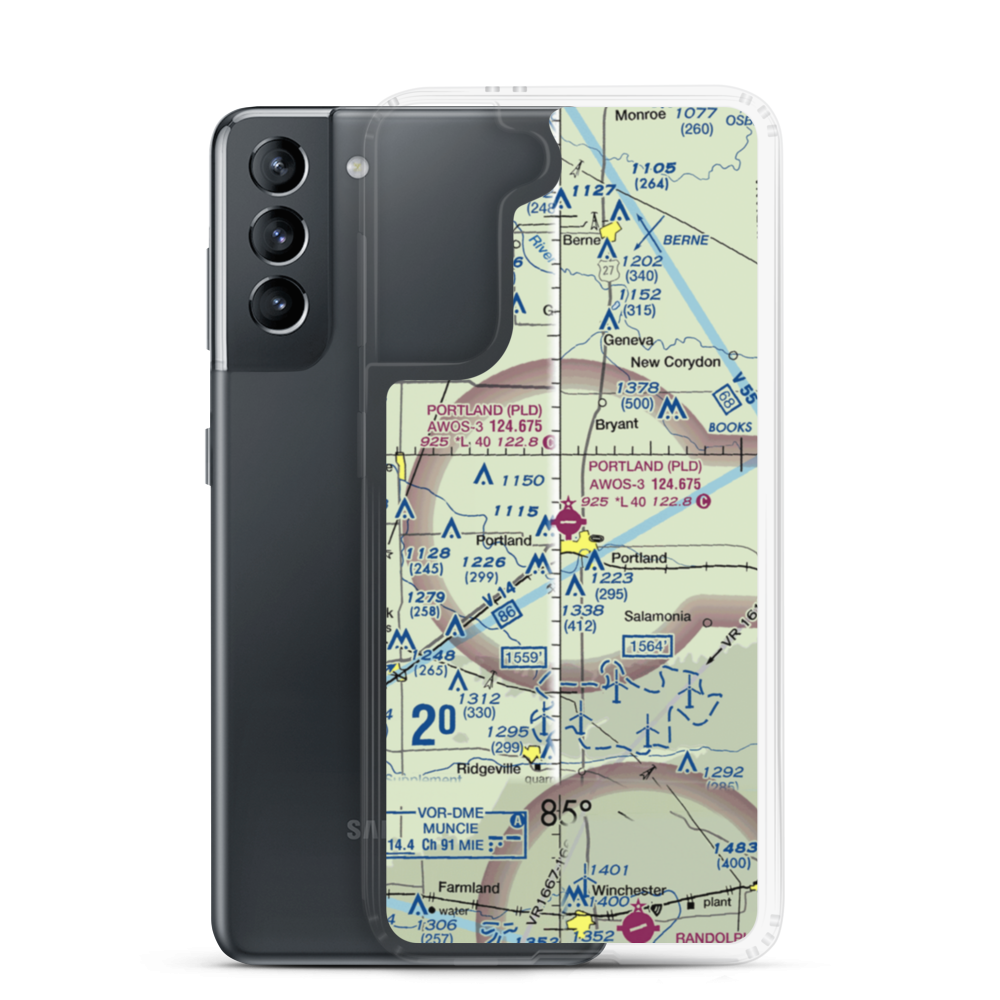 Portland Municipal Airport (PLD) VFR Sectional Samsung Case Samsung Galaxy S21 model shown