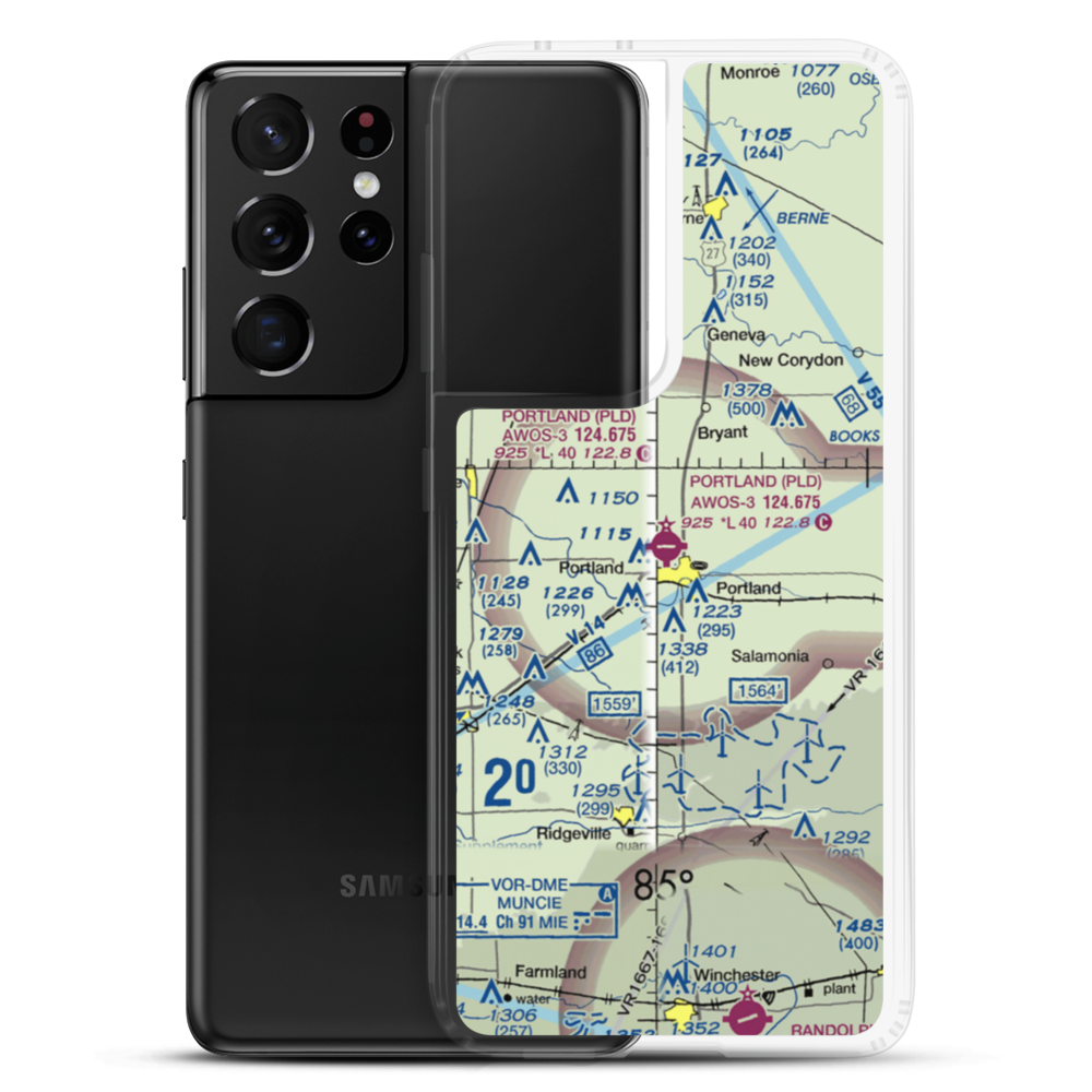 Portland Municipal Airport (PLD) VFR Sectional Samsung Case Samsung Galaxy S21 Ultra model shown