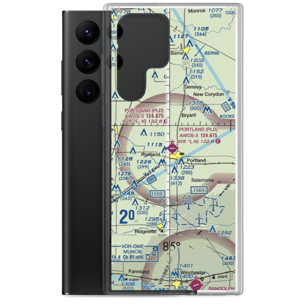 Portland Municipal Airport (PLD) VFR Sectional Samsung Case Samsung Galaxy S22 Ultra model shown