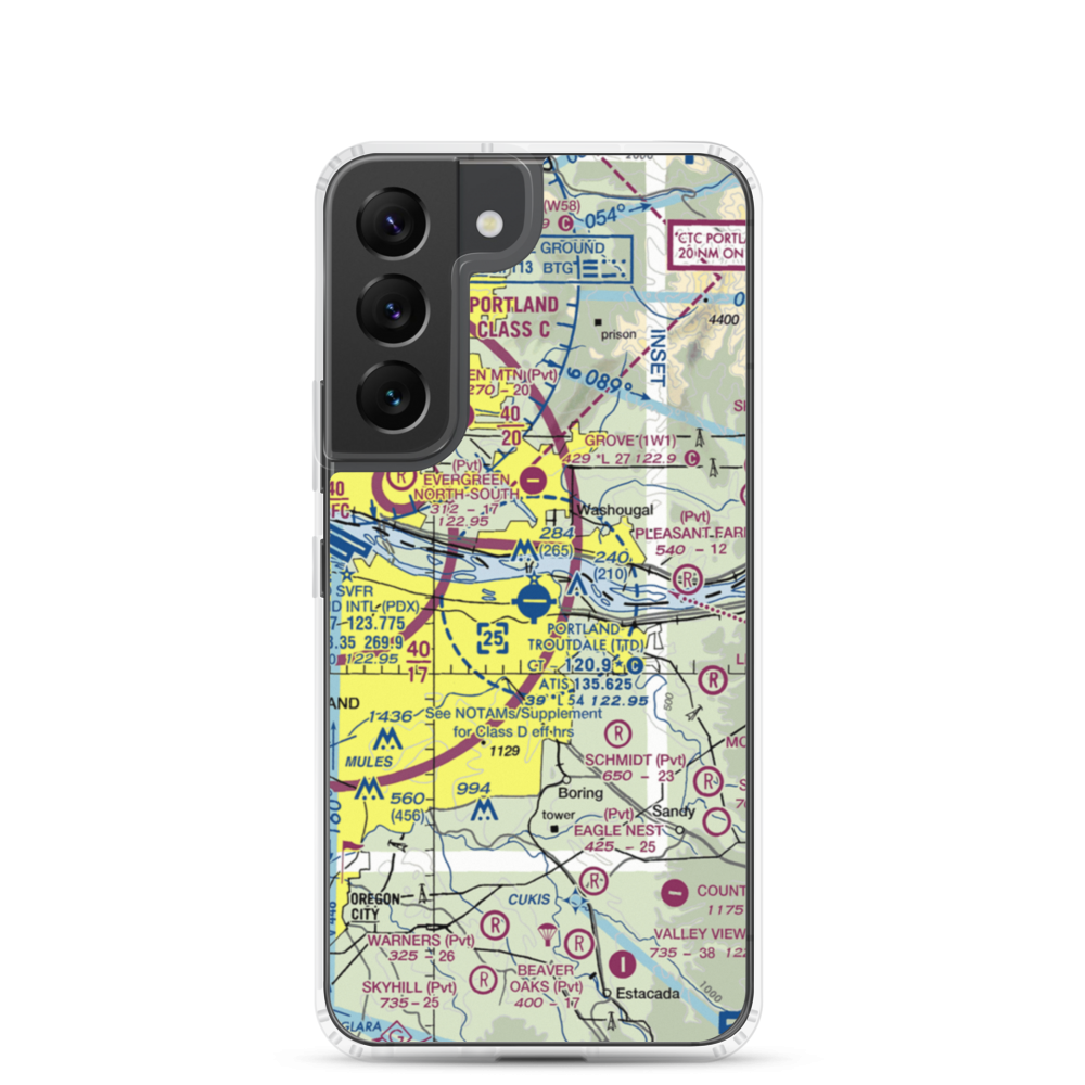 Portland Troutdale Airport (TTD) VFR Sectional Samsung Case Samsung Galaxy S22 model shown