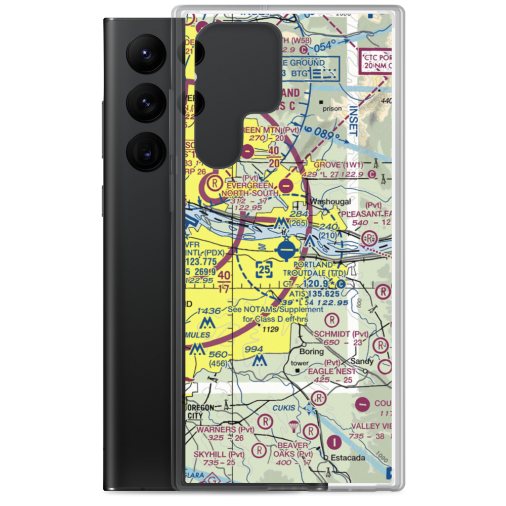 Portland Troutdale Airport (TTD) VFR Sectional Samsung Case Samsung Galaxy S22 Ultra model shown