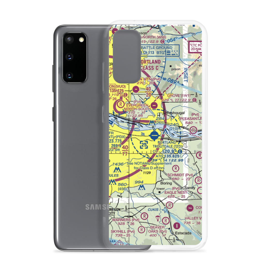 Portland Troutdale Airport (TTD) VFR Sectional Samsung Case Samsung Galaxy S20 model shown