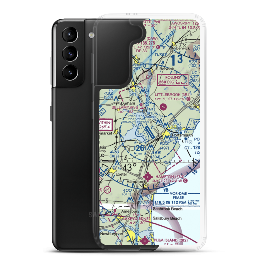 Portsmouth International at Pease Airport (PSM) VFR Sectional Samsung Case Samsung Galaxy S21 Plus model shown