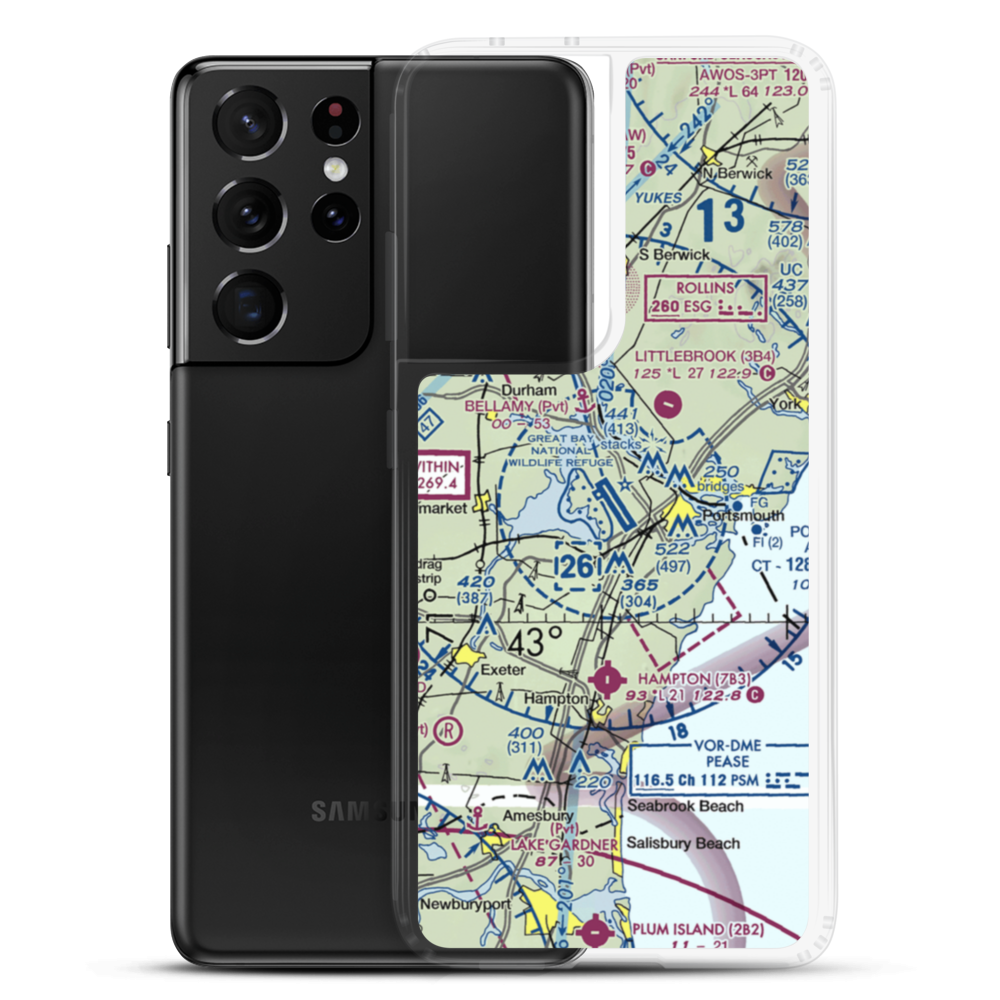 Portsmouth International at Pease Airport (PSM) VFR Sectional Samsung Case Samsung Galaxy S21 Ultra model shown