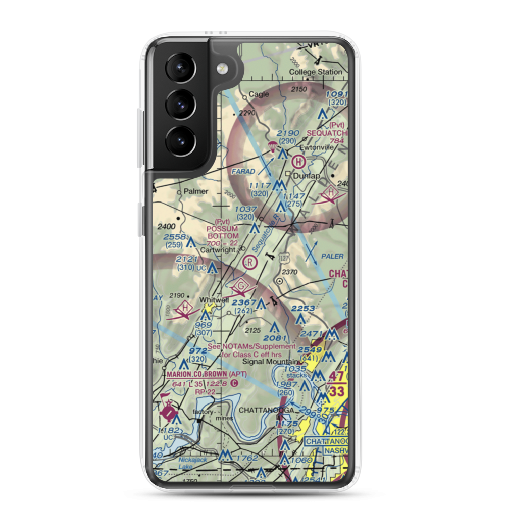 Possum Bottom Airport (TN89) VFR Sectional Samsung Case Samsung Galaxy S21 Plus model shown