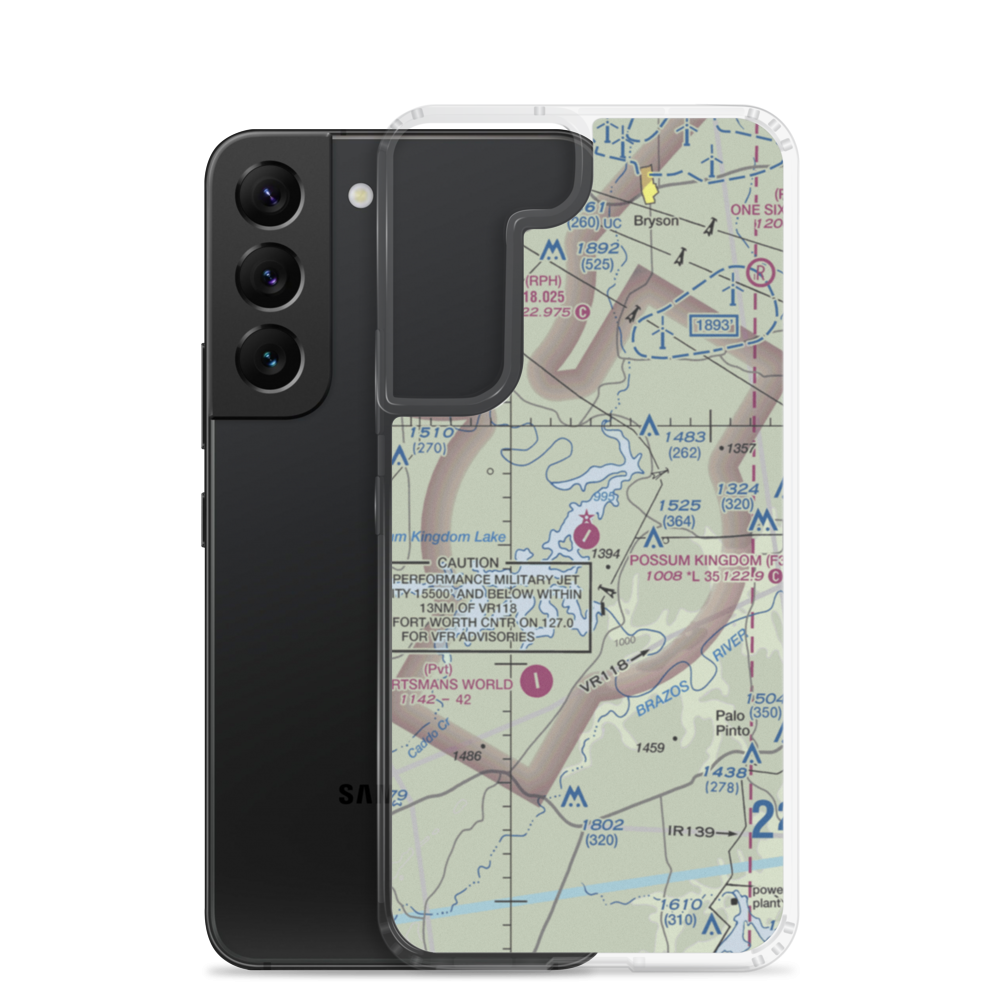 Possum Kingdom Airport (F35) VFR Sectional Samsung Case Samsung Galaxy S22 model shown