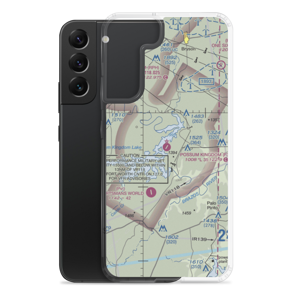 Possum Kingdom Airport (F35) VFR Sectional Samsung Case Samsung Galaxy S22 Plus model shown