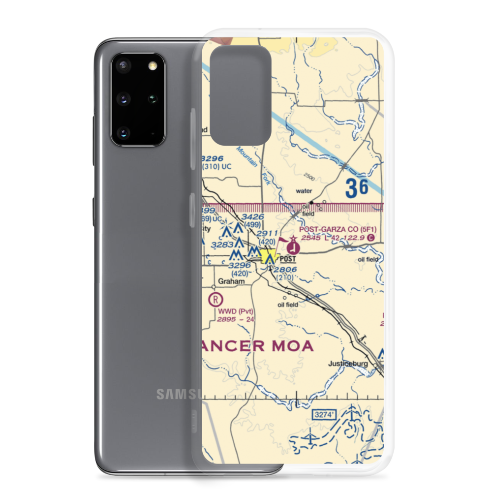 Post Garza County Municipal Airport (5F1) VFR Sectional Samsung Case Samsung Galaxy S20 Plus model shown