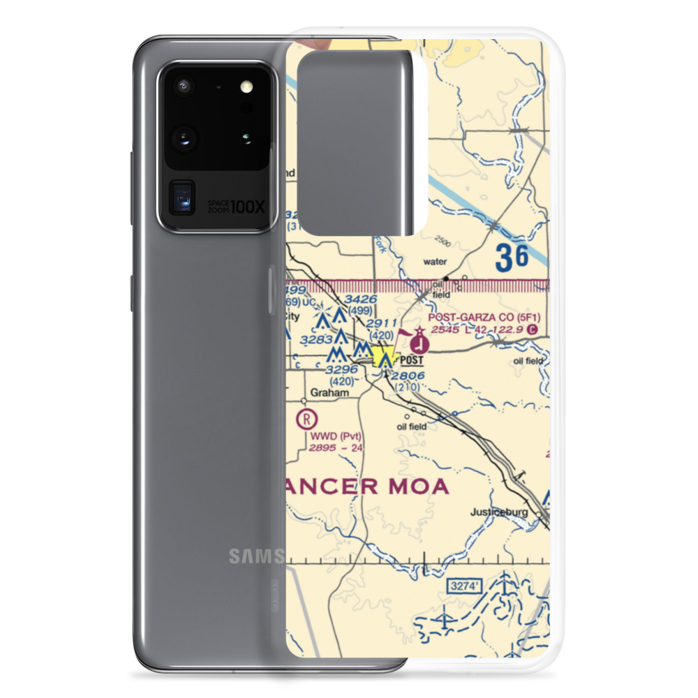 Post Garza County Municipal Airport (5F1) VFR Sectional Samsung Case Samsung Galaxy S20 Ultra model shown