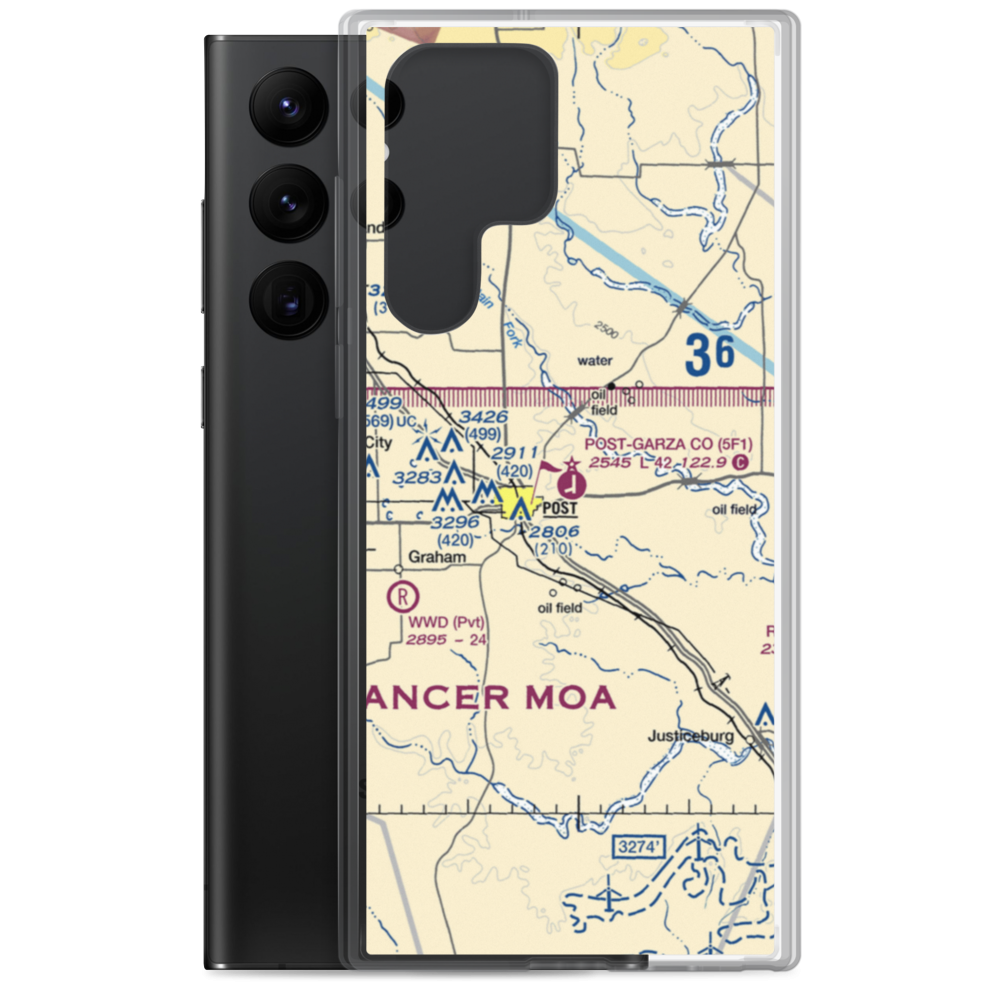 Post Garza County Municipal Airport (5F1) VFR Sectional Samsung Case Samsung Galaxy S22 Ultra model shown