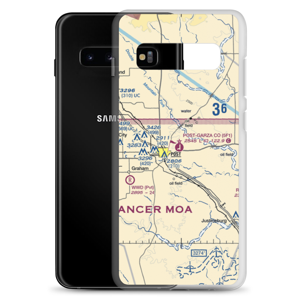 Post Garza County Municipal Airport (5F1) VFR Sectional Samsung Case Samsung Galaxy S10+ model shown