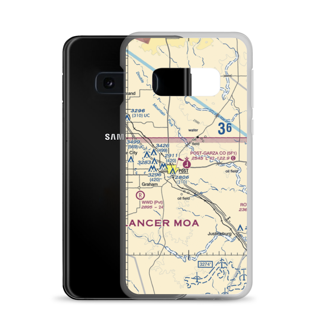 Post Garza County Municipal Airport (5F1) VFR Sectional Samsung Case Samsung Galaxy S10e model shown