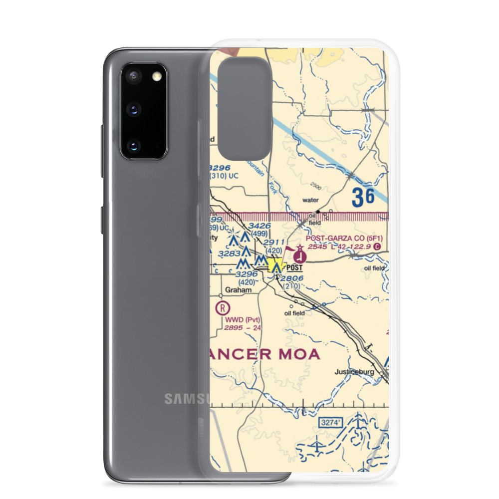 Post Garza County Municipal Airport (5F1) VFR Sectional Samsung Case Samsung Galaxy S20 model shown