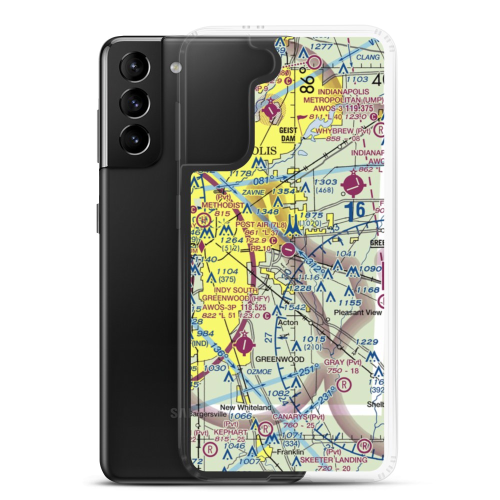 Post-Air Airport (7L8) VFR Sectional Samsung Case Samsung Galaxy S21 Plus model shown