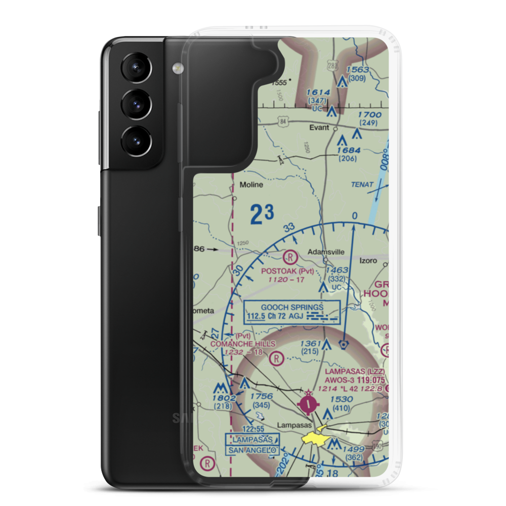 Postoak Airport (76TA) VFR Sectional Samsung Case Samsung Galaxy S21 Plus model shown