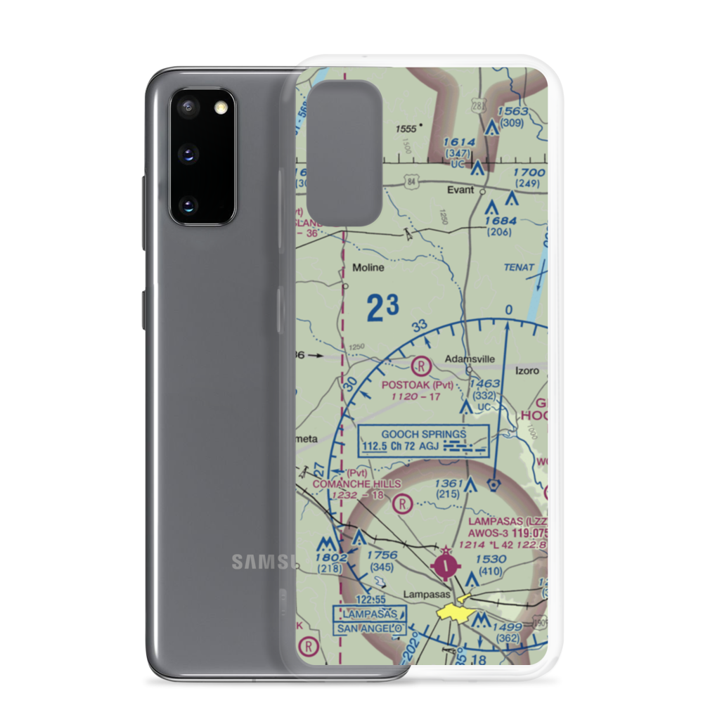 Postoak Airport (76TA) VFR Sectional Samsung Case Samsung Galaxy S20 model shown
