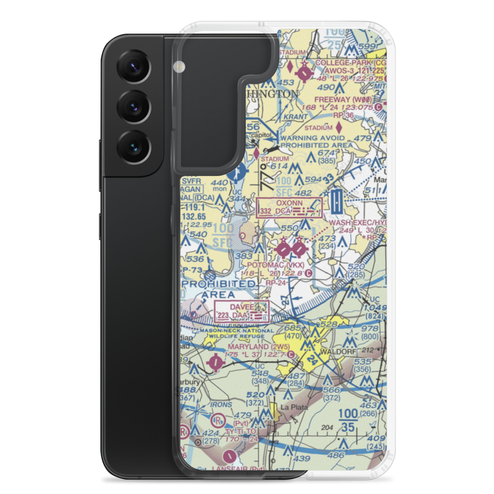 Potomac Airfield (VKX) VFR Sectional Samsung Case Samsung Galaxy S22 Plus model shown