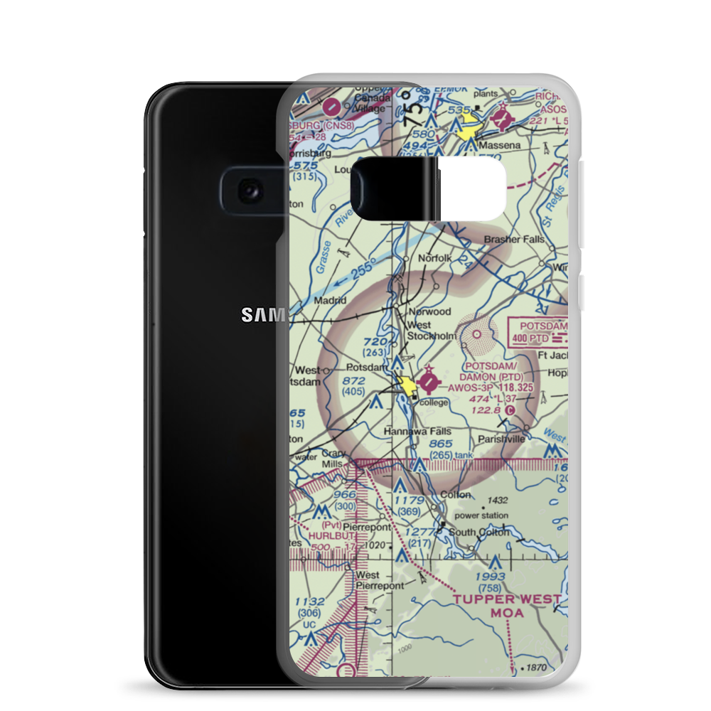 Potsdam Municipal-Damon field (PTD) VFR Sectional Samsung Case Samsung Galaxy S10e model shown