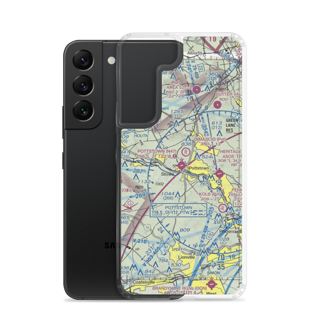 Pottstown Municipal Airport (N47) VFR Sectional Samsung Case Samsung Galaxy S22 model shown