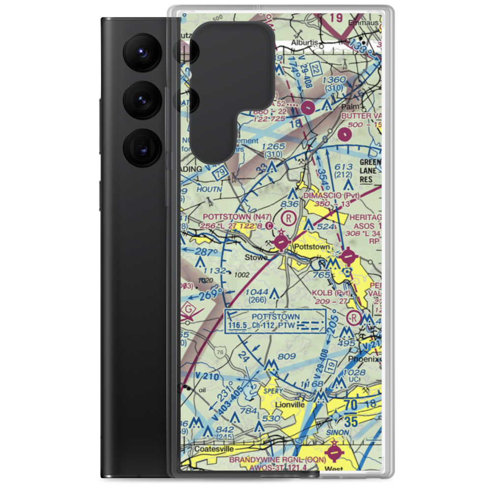 Pottstown Municipal Airport (N47) VFR Sectional Samsung Case Samsung Galaxy S22 Ultra model shown