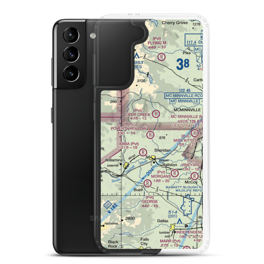 Poverty Hollow Airport (OG23) VFR Sectional Samsung Case Samsung Galaxy S21 Plus model shown