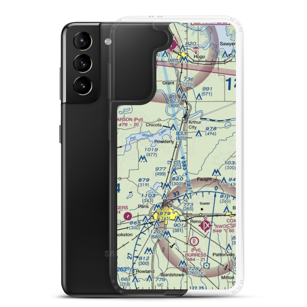 Powderly Airport (US-0131) VFR Sectional Samsung Case Samsung Galaxy S21 Plus model shown