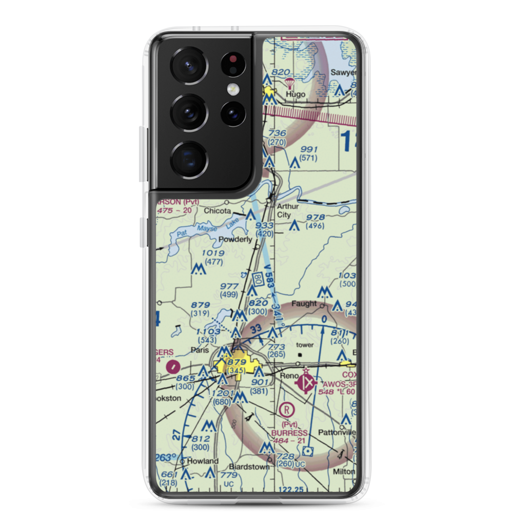 Powderly Airport (US-0131) VFR Sectional Samsung Case Samsung Galaxy S21 Ultra model shown