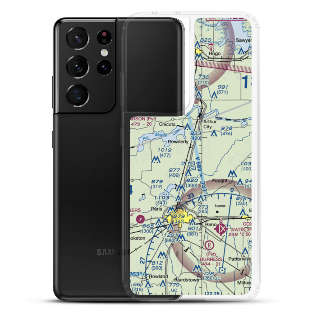 Powderly Airport (US-0131) VFR Sectional Samsung Case Samsung Galaxy S21 Ultra model shown