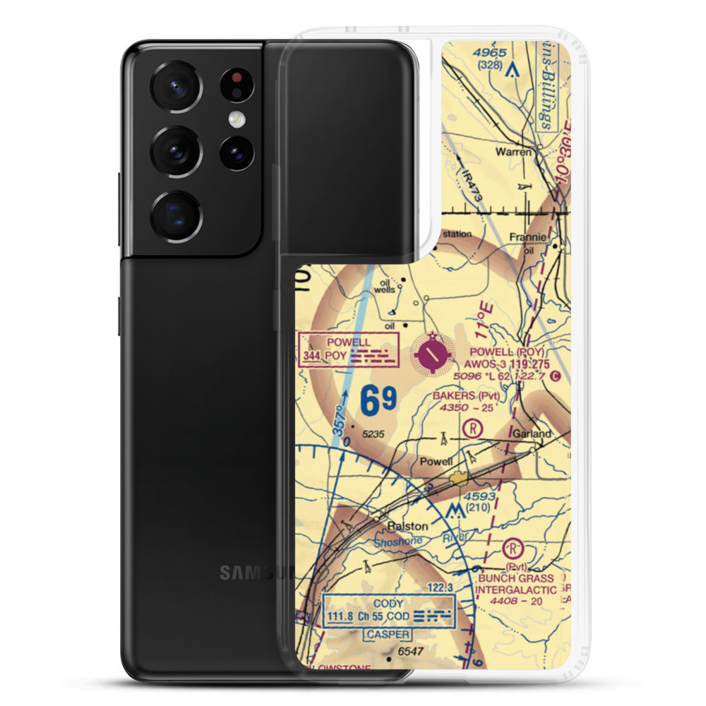 Powell Municipal Airport (POY) VFR Sectional Samsung Case Samsung Galaxy S21 Ultra model shown
