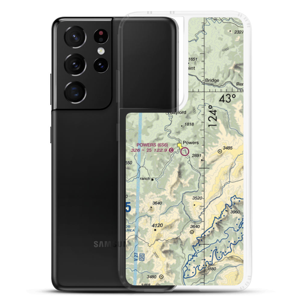 Powers Airport (6S6) VFR Sectional Samsung Case Samsung Galaxy S21 Ultra model shown