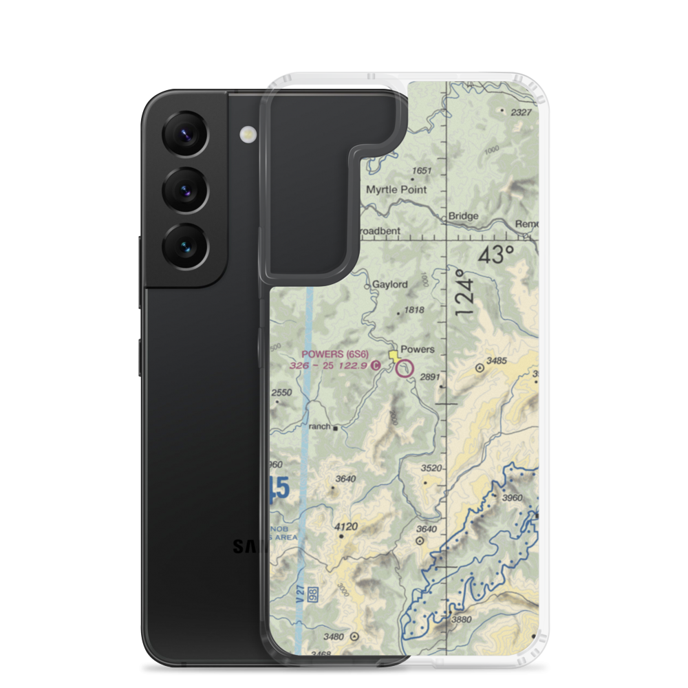 Powers Airport (6S6) VFR Sectional Samsung Case Samsung Galaxy S22 model shown