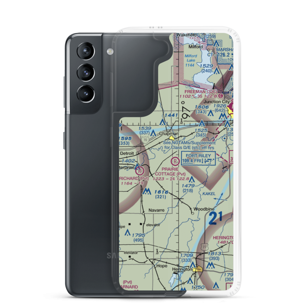 Prairie Cottage Airport (8KS8) VFR Sectional Samsung Case Samsung Galaxy S21 model shown