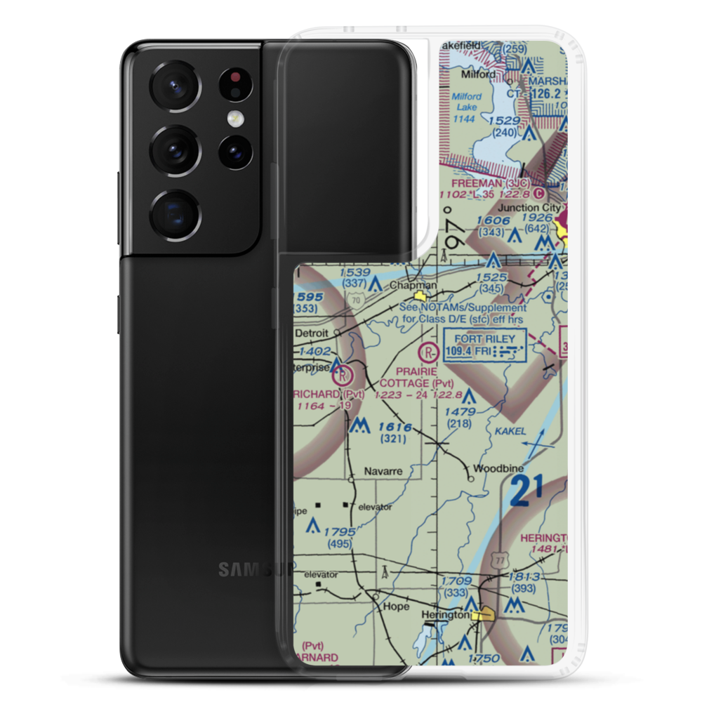 Prairie Cottage Airport (8KS8) VFR Sectional Samsung Case Samsung Galaxy S21 Ultra model shown