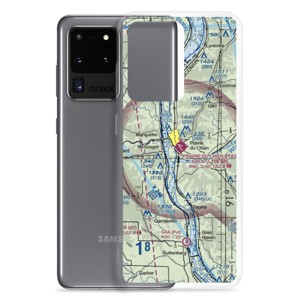 Prairie Du Chien Municipal Airport (PDC) VFR Sectional Samsung Case Samsung Galaxy S20 Ultra model shown