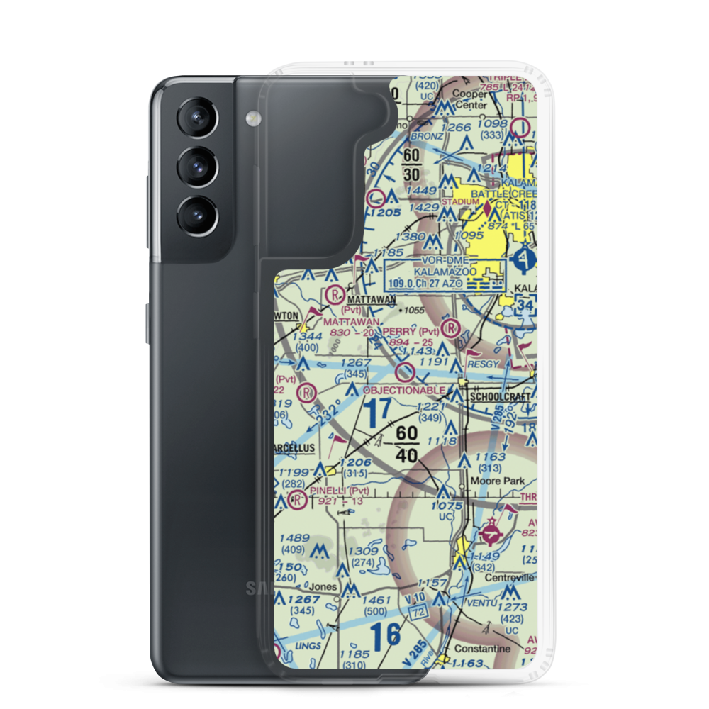 Prairie Ronde Airport (P97) VFR Sectional Samsung Case Samsung Galaxy S21 model shown